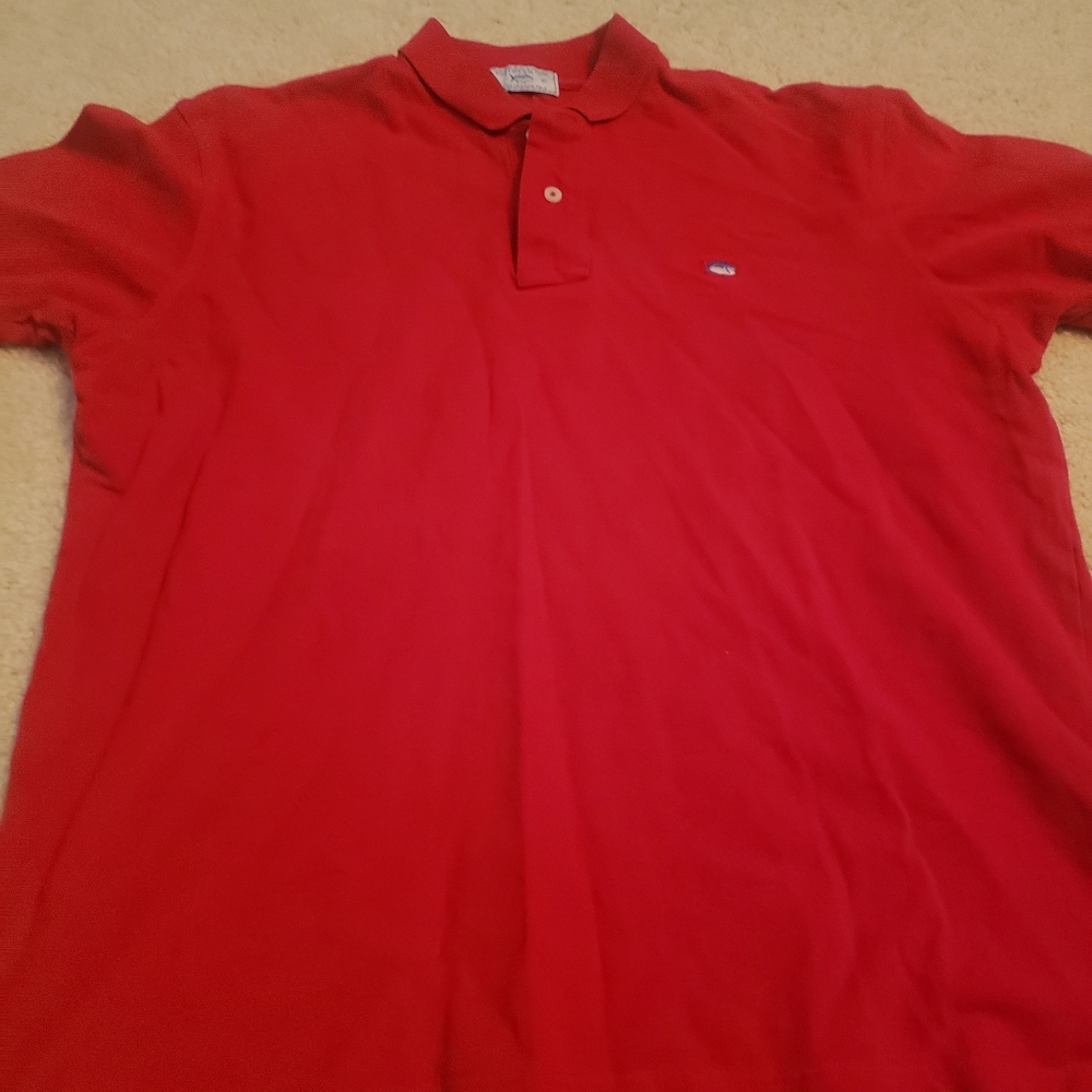 Southern tide red skipjack polo size large